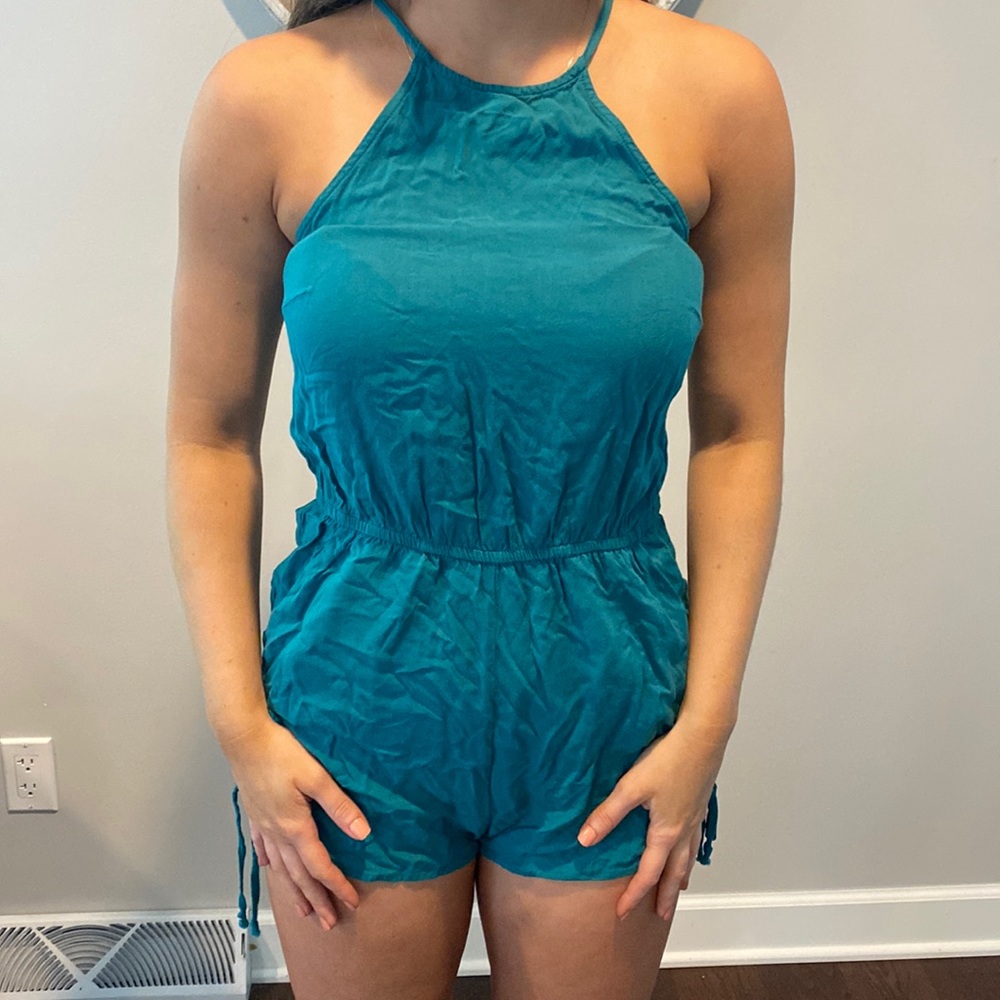 Kendall and Kylie-Dark green romper.